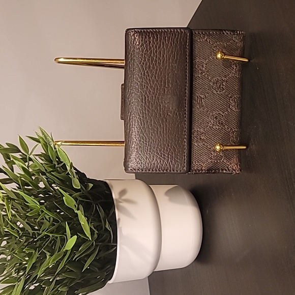 GUCCI VINTAGE GG CANVAS DARK BROWN WALLET - Picture 1 of 11